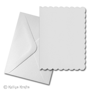 White A6 Scalloped Edge Card Blank + Envelope (Pack of 1)