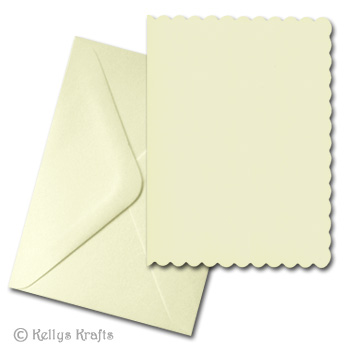 Ivory A5 Scalloped Edge Card Blank + Envelope (Pack of 1)