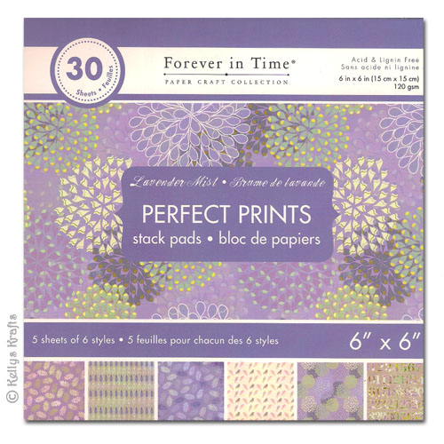 6 x 6 Patterned Papers - Perfect Prints, Lavender Mist (30 Sheets)