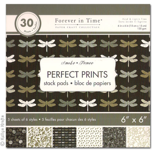 6 x 6 Patterned Papers - Perfect Prints, Smoke (30 Sheets)