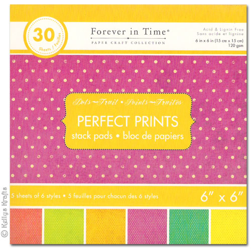 6 x 6 Patterned Papers - Perfect Prints, Dots Fruit (30 Sheets)