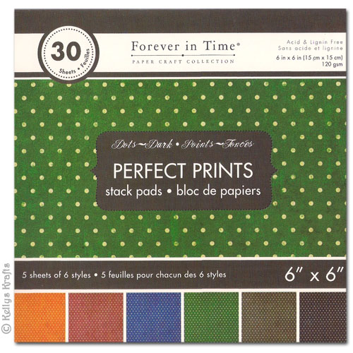 6 x 6 Patterned Papers - Perfect Prints, Dots Dark (30 Sheets)