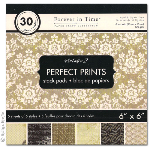 6 x 6 Patterned Papers - Perfect Prints, Vintage 2 (30 Sheets)