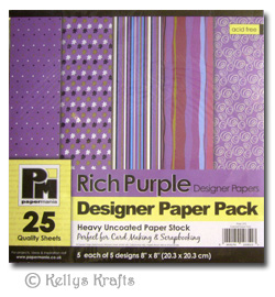 8 x 8 Patterned Papers - Rich Purple (25 Sheets)