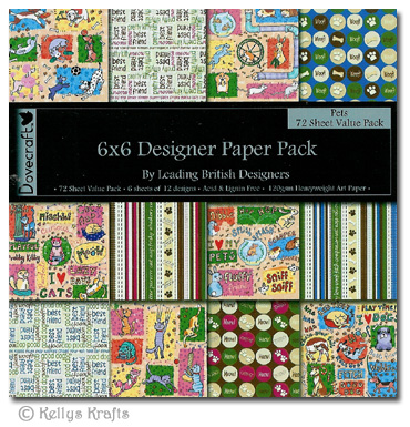 6 x 6 Patterned Papers - Dovecraft, Pets (72 Sheets)