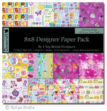 8 x 8 Patterned Papers - Dovecraft, Glamour (48 Sheets)