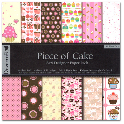 8 x 8 Patterned Papers - Dovecraft, Piece Of Cake (48 Sheets)