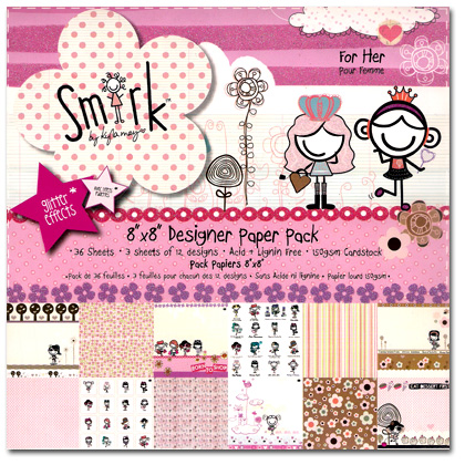 8 x 8 Patterned Papers - Smirk, For Her (36 Sheets)