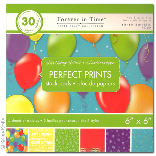 6 x 6 Patterned Papers - Perfect Prints, Birthday Blast (30 Sheets)