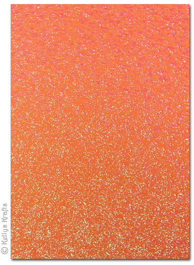 Glitter Card A4 Sheet - Orange Fizz