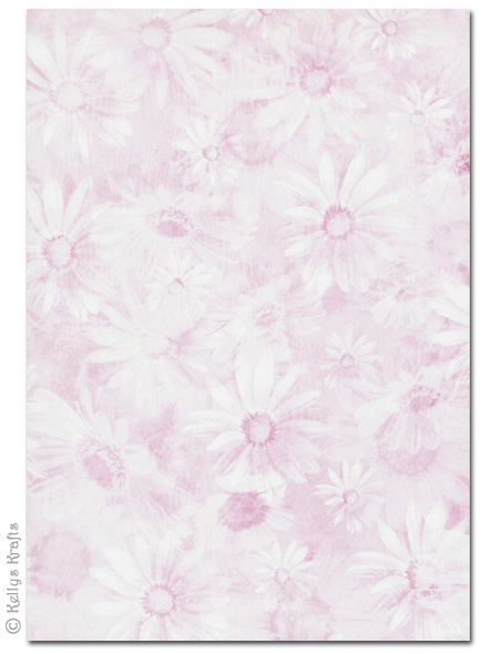 A4 Patterned Card - Floral, Pink and White (1 Sheet)