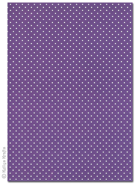 A4 Patterned Card - Polkadots, White Spots on Purple (1 Sheet)