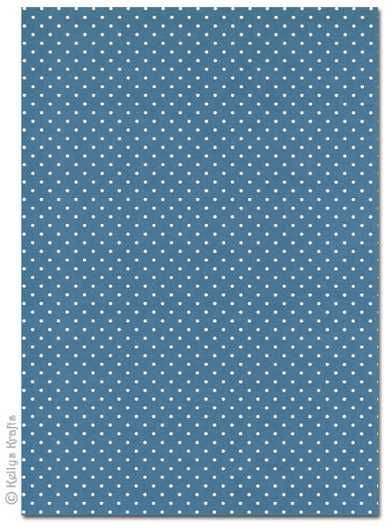 A4 Patterned Card - Polkadots, White Spots on Blue (1 Sheet)