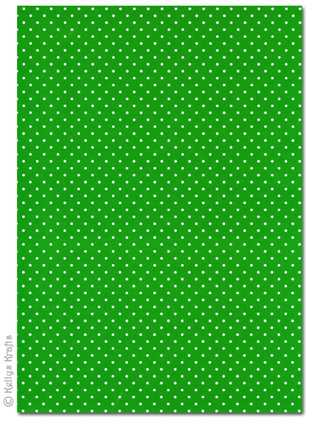 A4 Patterned Card - Polkadots, White Spots on Green (1 Sheet)