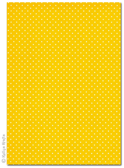 A4 Patterned Card - Polkadots, White Spots on Yellow (1 Sheet)