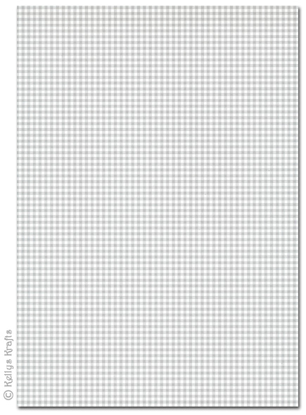 A4 Patterned Card - Gingham, Grey (1 Sheet)