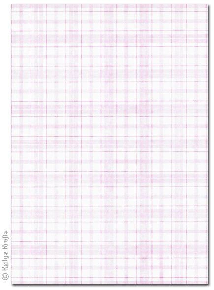 A4 Patterned Card - Tartan, Pastel Pink (1 Sheet)