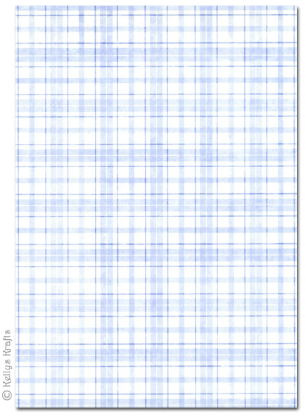 A4 Patterned Card - Tartan, Pastel Blue (1 Sheet)