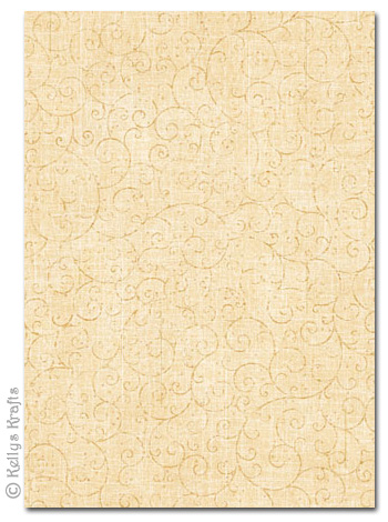 A4 Patterned Card - Cream Scroll/Swirl Design (1 Sheet)