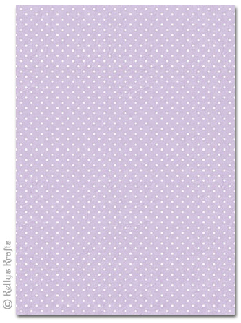 A4 Patterned Card - Polkadots, White Spots on Lilac (1 Sheet)