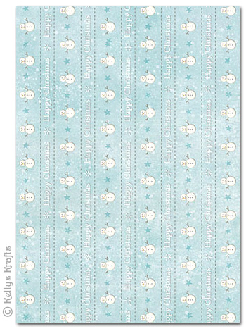 (image for) A4 Patterned Card - Snowmen on Ice Blue (1 Sheet)
