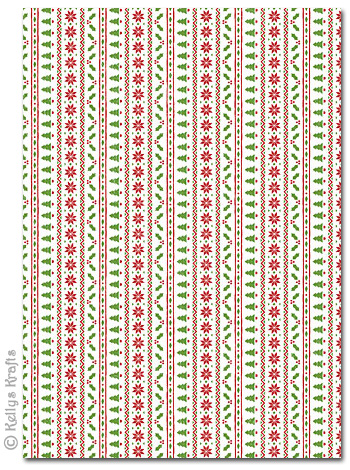 A4 Patterned Card - Christmas Borders on White (1 Sheet)