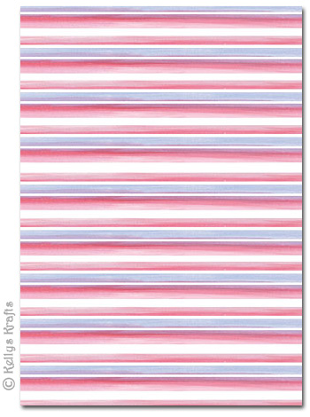 A4 Patterned Card - Stripes in Pink, Lavendar + White (1 Sheet)