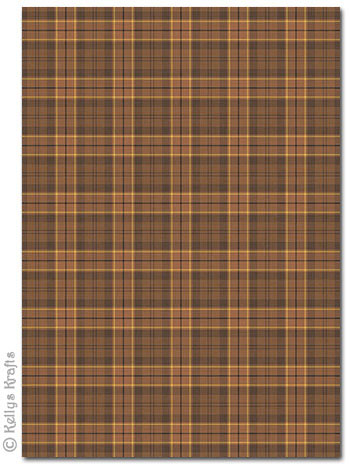 A4 Patterned Card - Tartan, Brown (1 Sheet)
