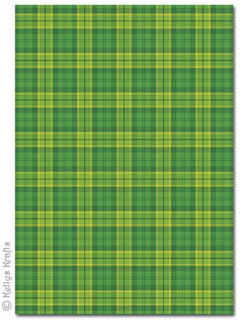A4 Patterned Card - Tartan, Green (1 Sheet)