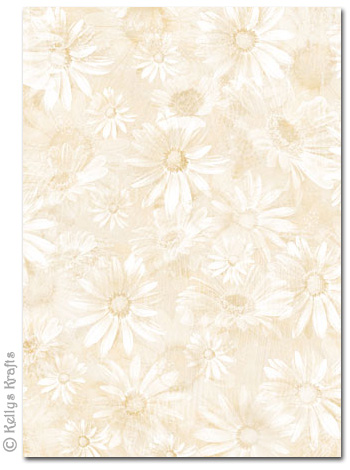A4 Patterned Card - Floral, Cream (1 Sheet)