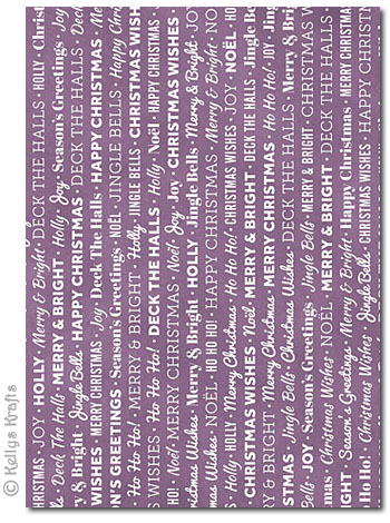 (image for) A4 Patterned Card - Christmas Writing, White on Purple (1 Sheet)
