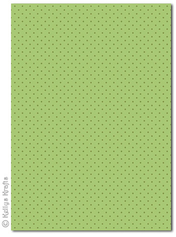 A4 Patterned Card - Polkadots, Green Spots on Green (1 Sheet)