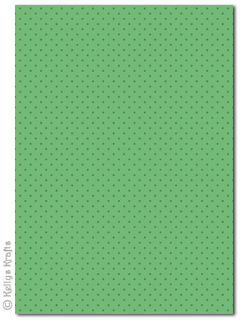 A4 Patterned Card - Polkadots, Green Spots on Green (1 Sheet)