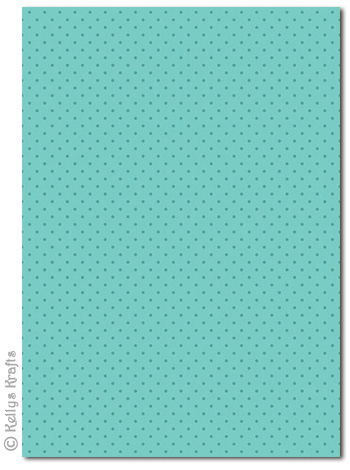 A4 Patterned Card - Polkadots, Teal Spots on Teal (1 Sheet)