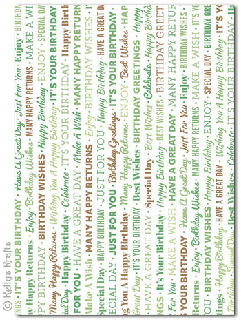 A4 Patterned Card - Birthday Wording, Green/Kraft on White (1 Sheet)
