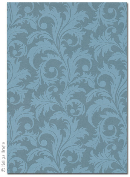 (image for) A4 Patterned Card - Vines, Blue on Dark Blue (1 Sheet)