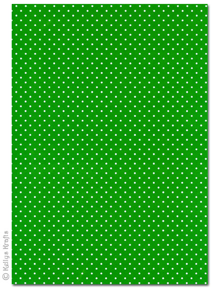 (image for) A4 Patterned Card - Polkadots, White Spots on Green (1 Sheet)
