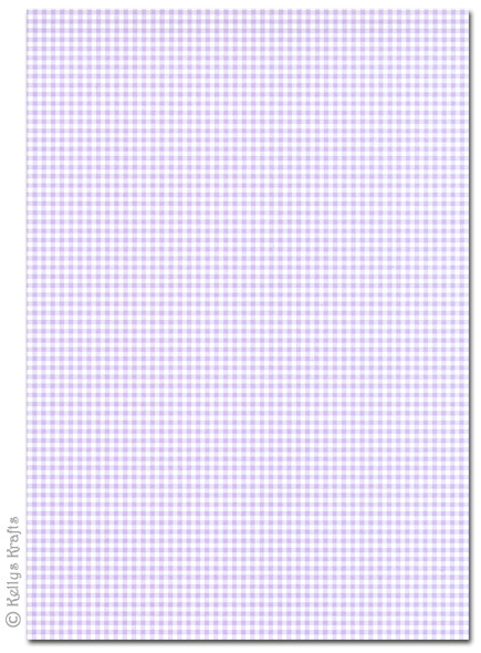 A4 Patterned Card - Gingham, Pastel Lilac (1 Sheet)