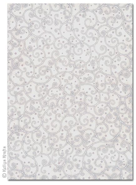 (image for) A4 Patterned Card - Grey Scroll/Swirl Design (1 Sheet)