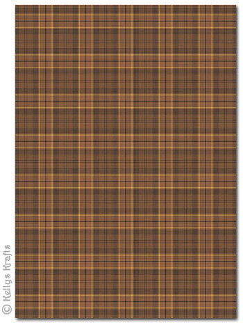 (image for) A4 Patterned Card - Tartan, Brown (1 Sheet)