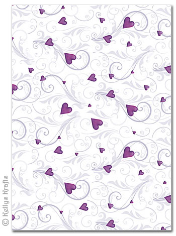 A4 Patterned Card - Romance, Purple (1 Sheet)
