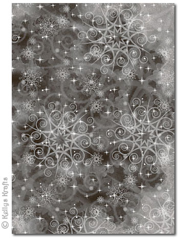 (image for) A4 Patterned Card - Snowflakes & Stars on Black Card (1 Sheet)