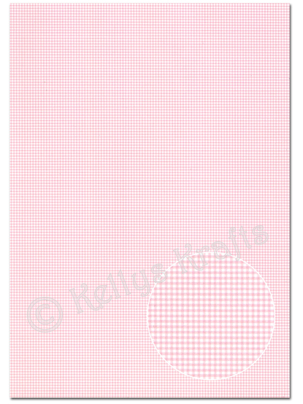 A4 Patterned Card - Small Gingham, Pink (1 Sheet)