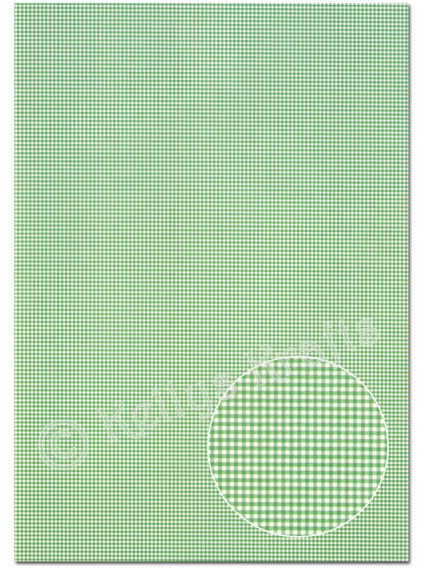 (image for) A4 Patterned Card - Small Gingham, Green (1 Sheet)