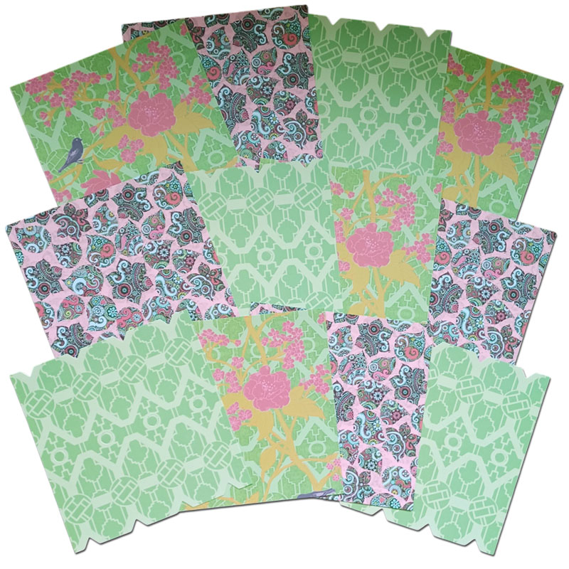 (image for) 6x6 Patterned Papers - Green/Pink Floral Geometric (12 Sheets)