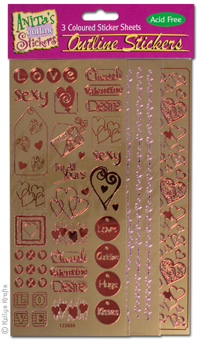 Peel Off Stickers, Love & Romance Theme (3 Sheets)