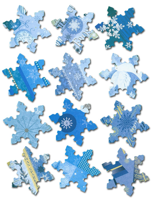 Set of 12 Patterned Die Cut Snowflakes