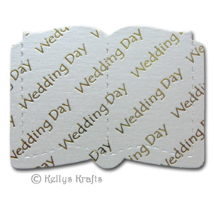 Open Book Die Cut Shape - Wedding Day, Ivory with Gold Text