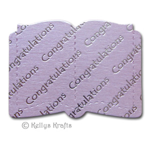 Open Book Die Cut Shape - Congratulations, Lilac with Silver Text