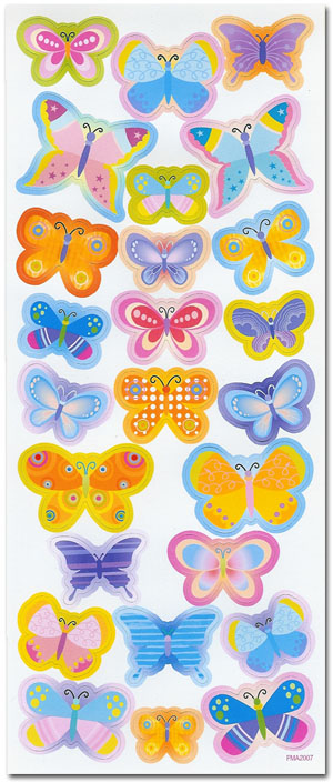 25 Die Cut Shapes. Patterned Butterflies (1 Sheet)